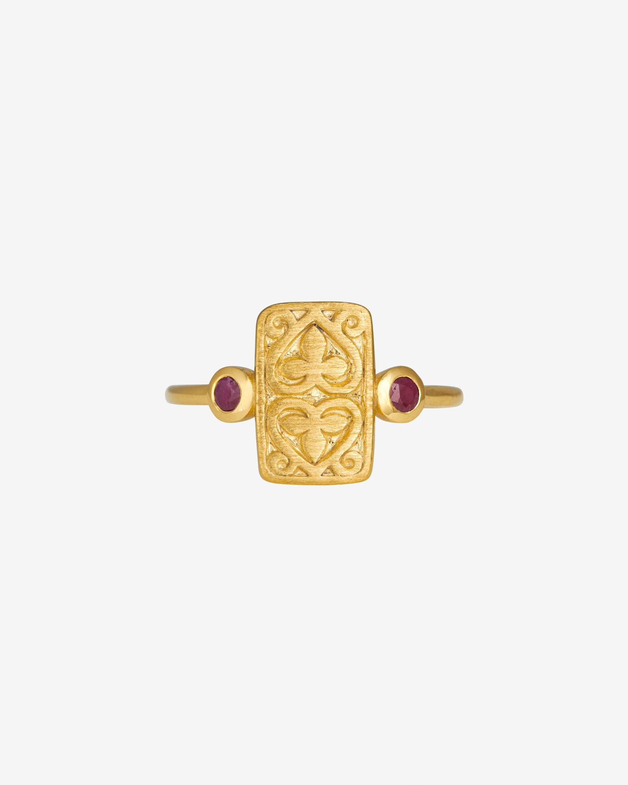 Temple of the Sun Ruby Seal Ring Gold Vermeil
