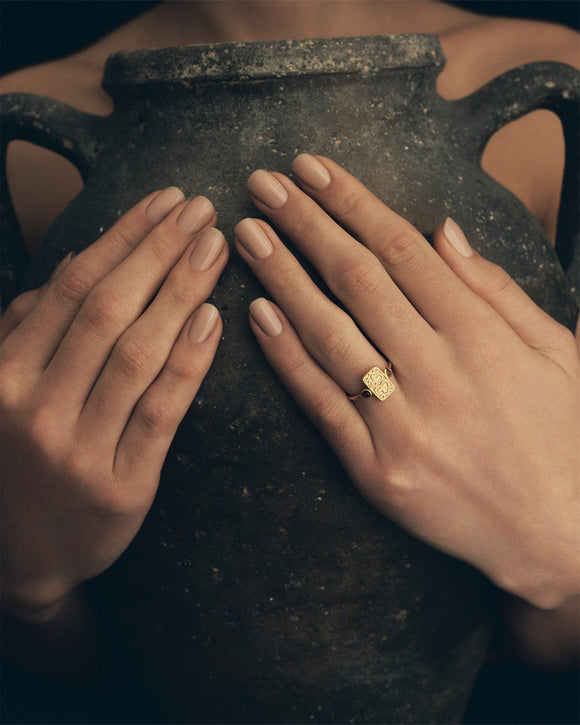 Temple of the Sun Ruby Seal Ring Gold Vermeil