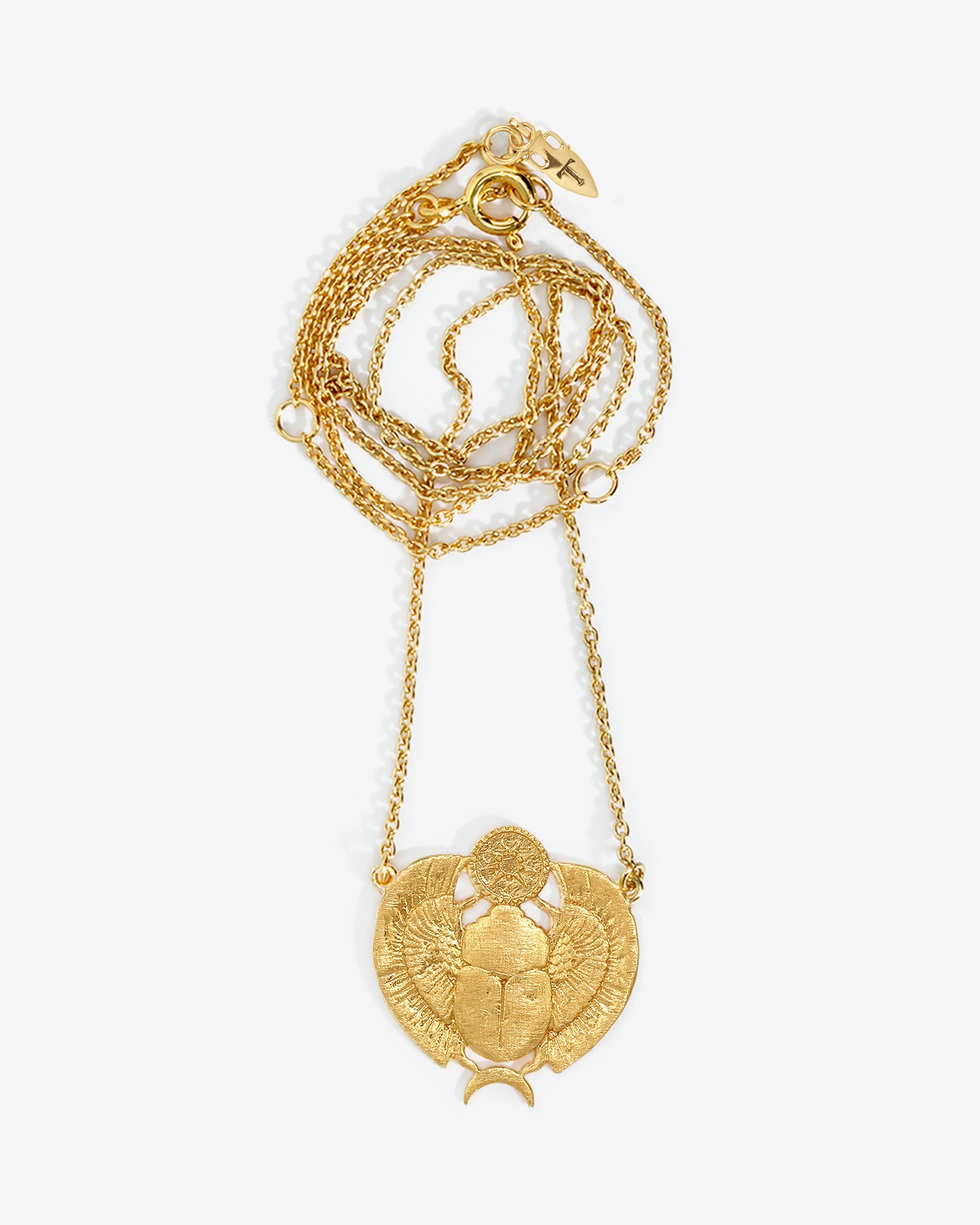 Temple of the Sun Scarab Necklace Gold Vermeil