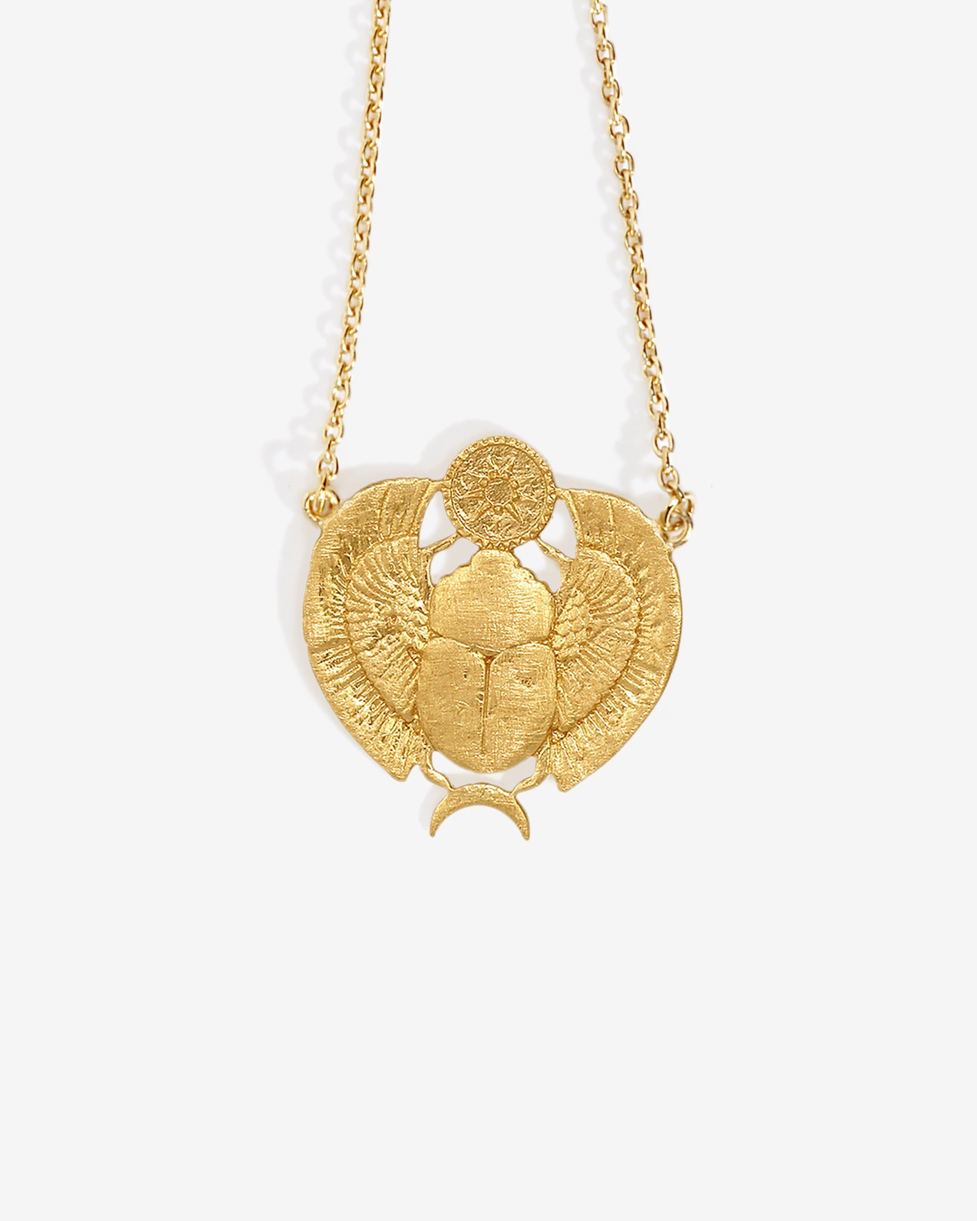 Temple of the Sun Scarab Necklace Gold Vermeil