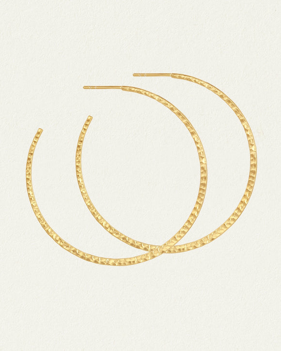 Temple of the Sun Simple Hoop Earrings Hammered Gold Vermeil