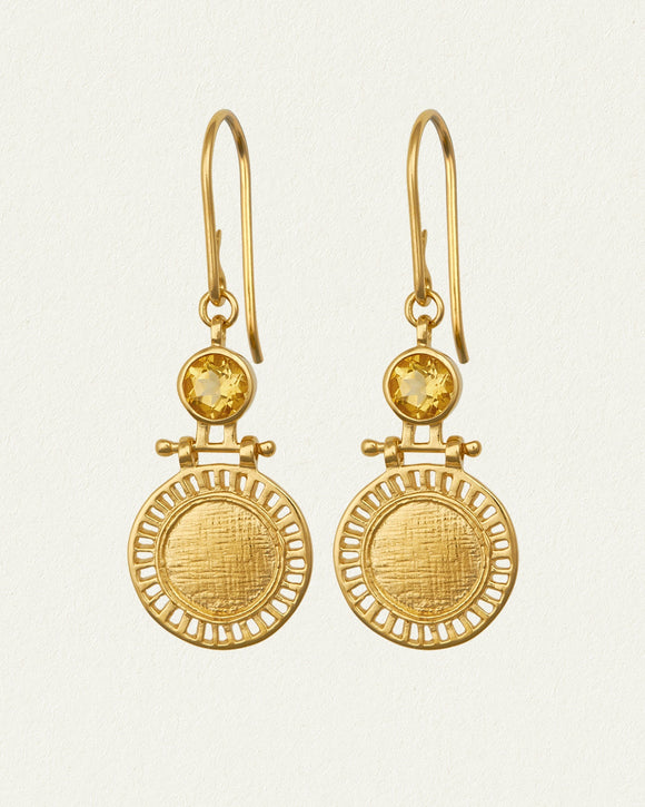 Temple of the Sun Solar Earrings Gold Vermeil