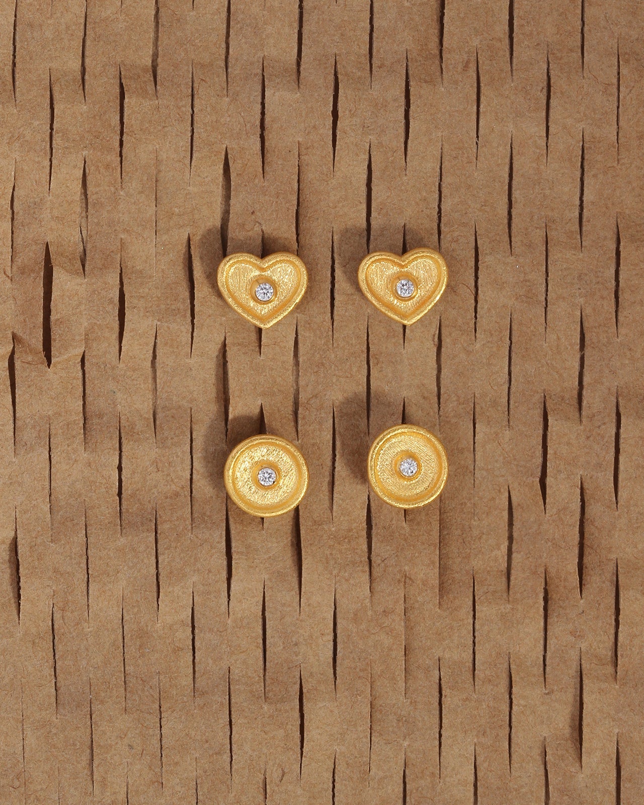Temple of the Sun Tala Studs Round Diamond Solid Gold