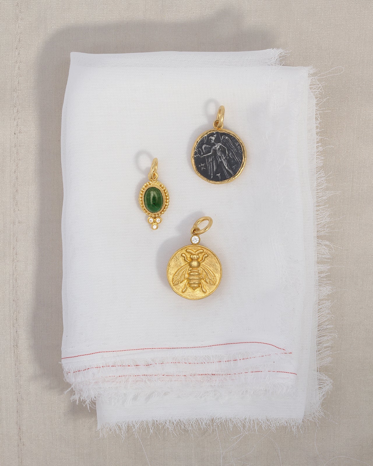 Temple of the Sun Tamar Pendant Emerald Diamond Solid Gold