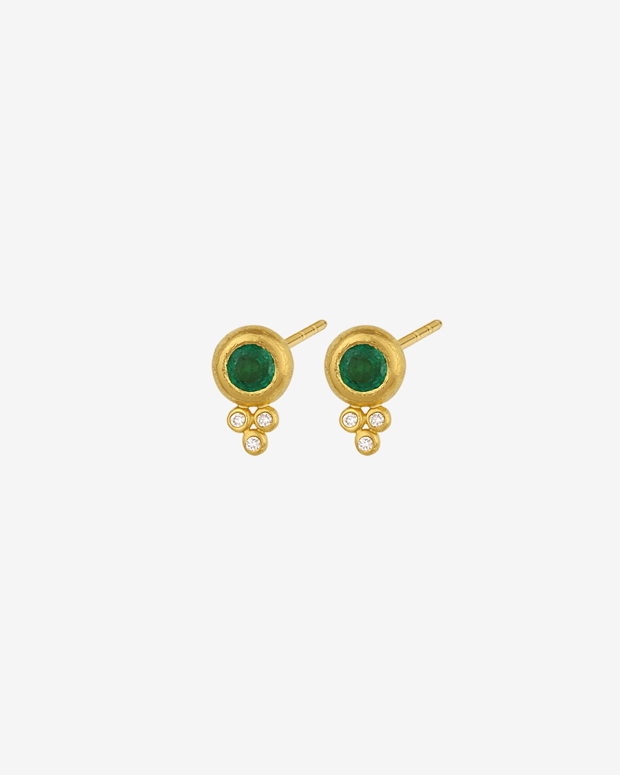 Temple of the Sun Tamar Studs Emerald Diamond Solid Gold