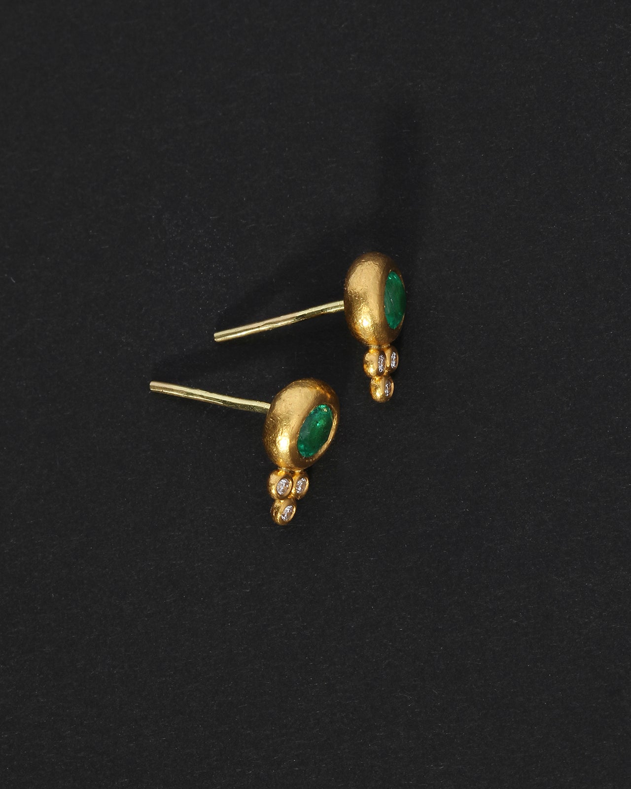 Temple of the Sun Tamar Studs Emerald Diamond Solid Gold