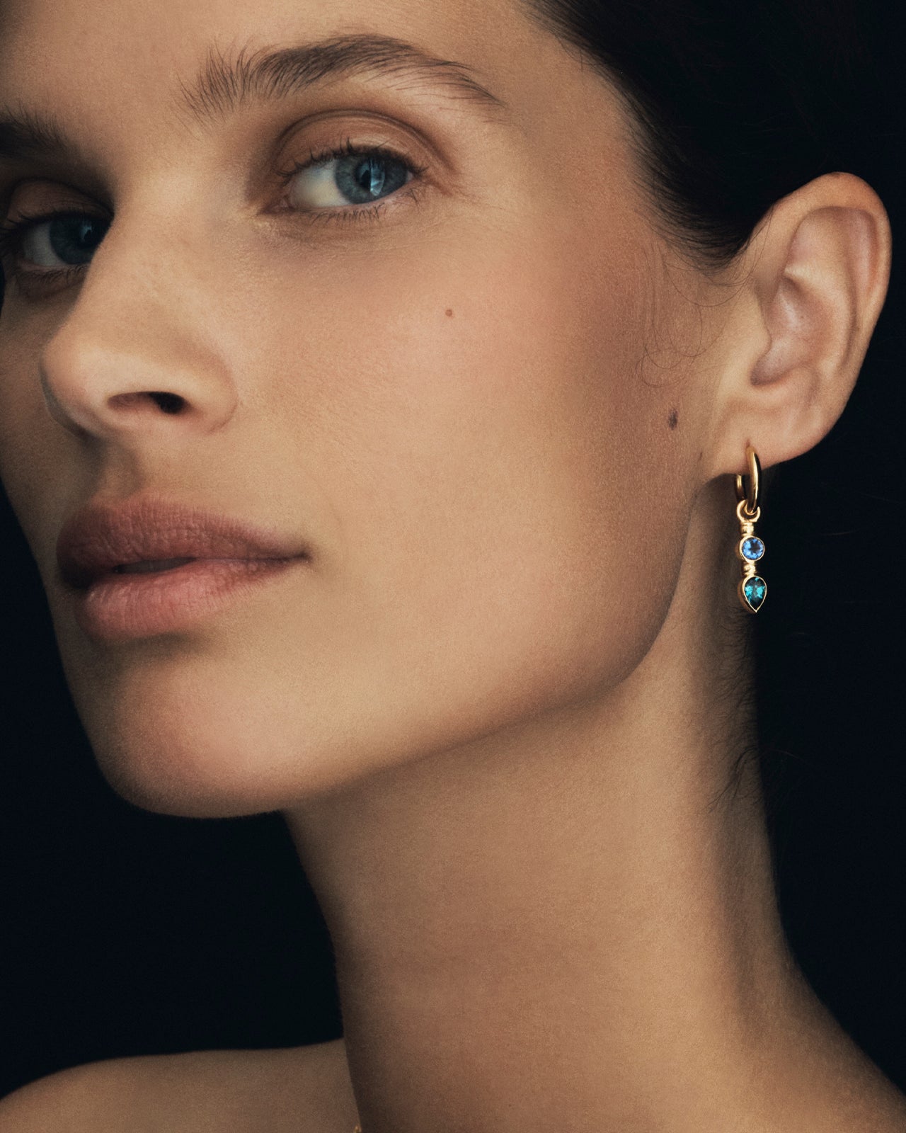 Temple of the Sun Teal Earrings Gold Vermeil