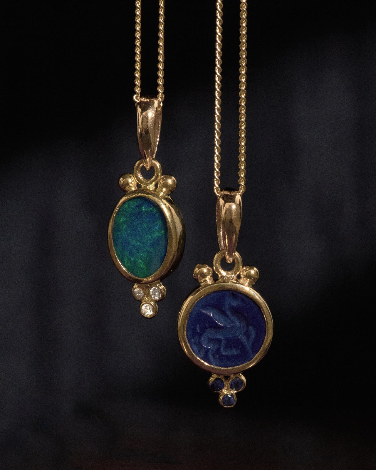 Tyana Intaglio Necklace Solid Gold Temple of the Sun Jewellery
