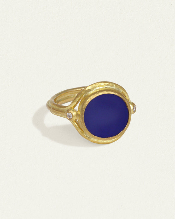 Temple of the Sun Tyana Ring Lapis Diamond Solid Gold