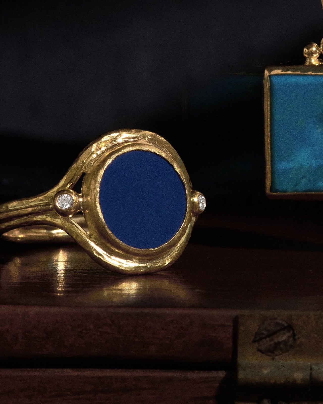 Temple of the Sun Tyana Ring Lapis Solid Gold