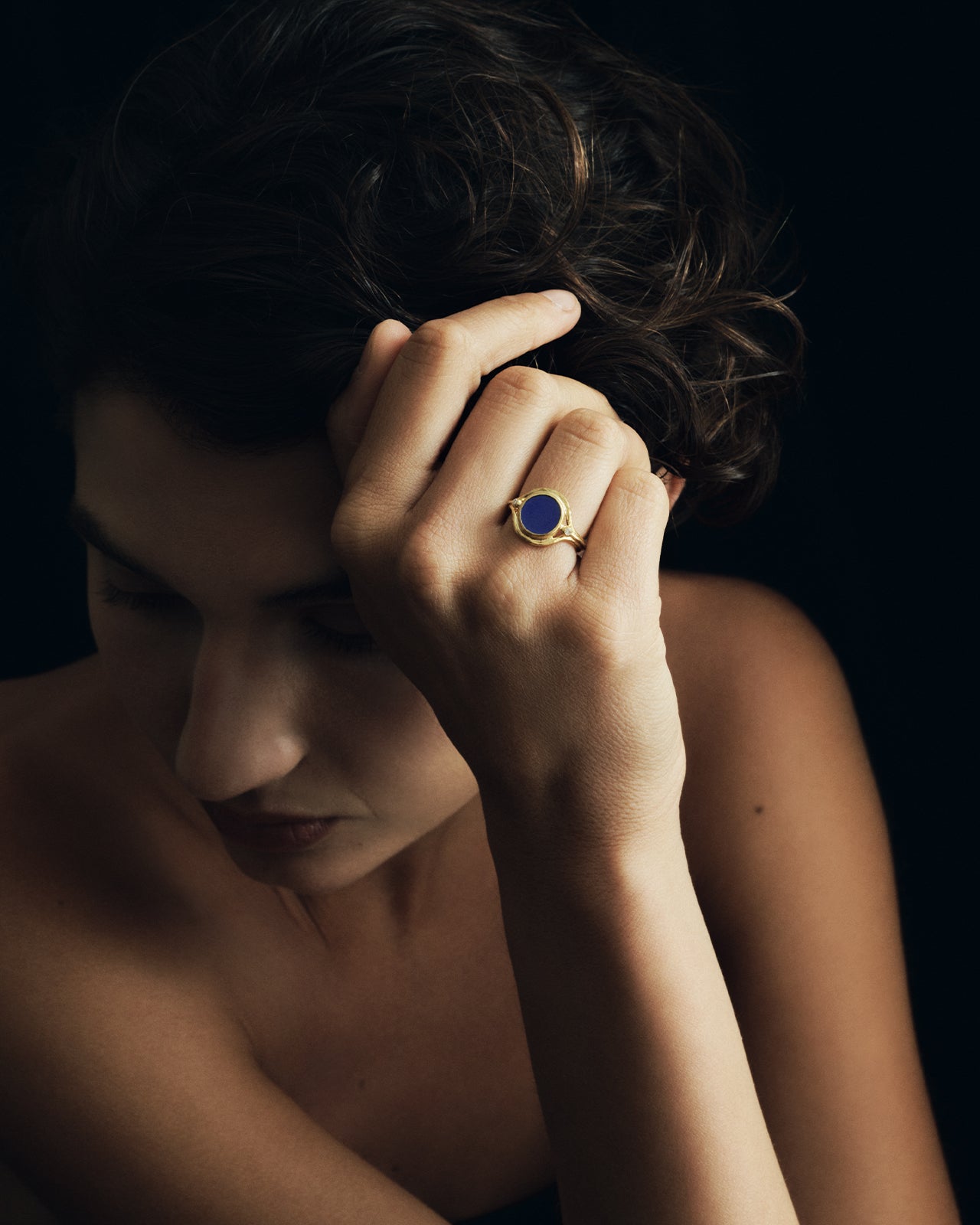 Temple of the Sun Tyana Ring Lapis Solid Gold