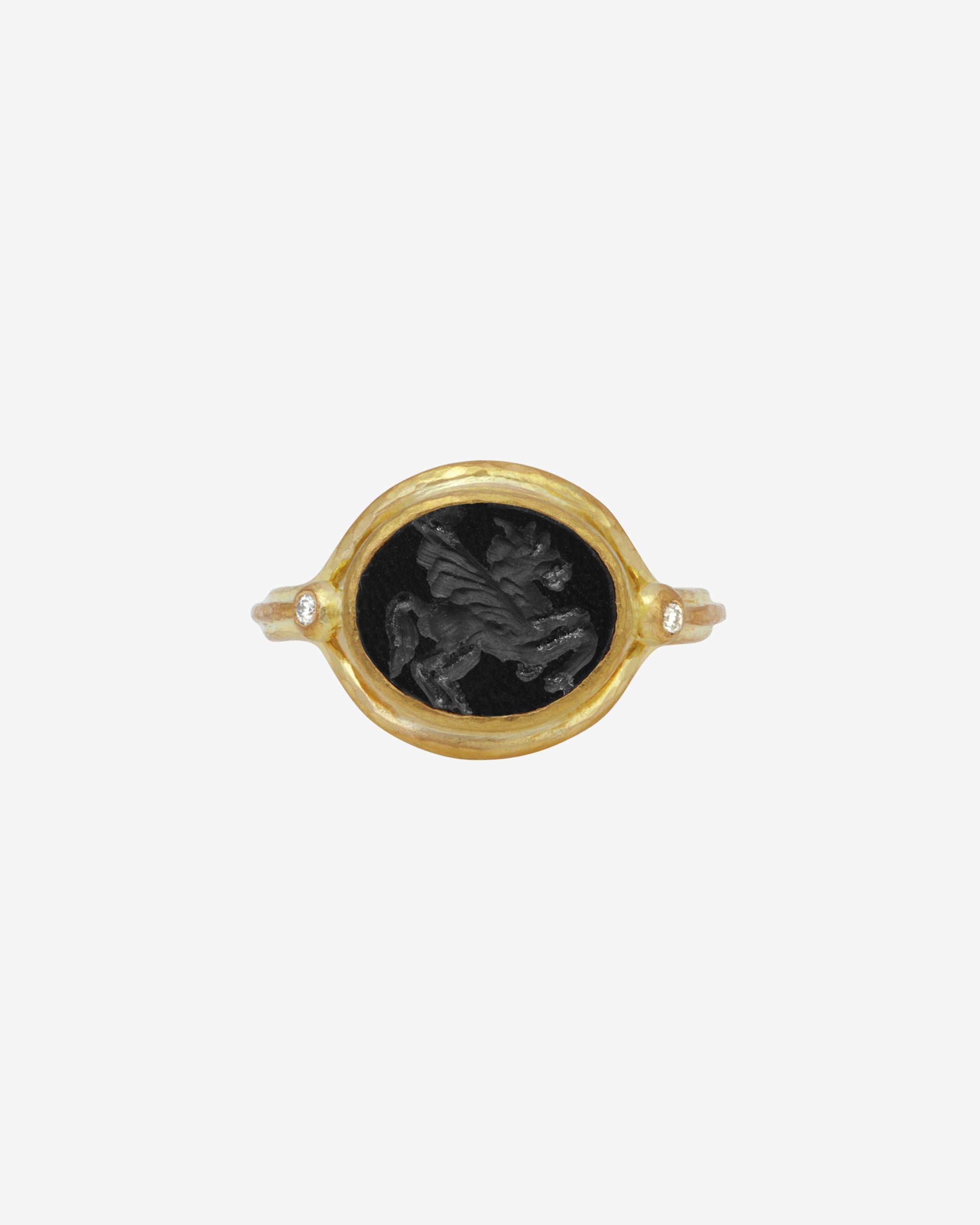 Temple of the Sun Tyana Ring Onyx Intaglio Diamond Solid Gold