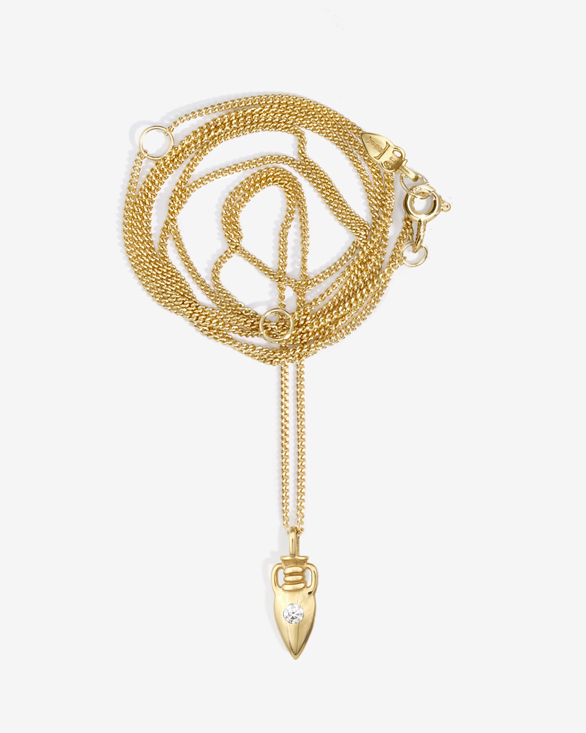 Temple of the Sun Urn Necklace White Diamond Solid Gold