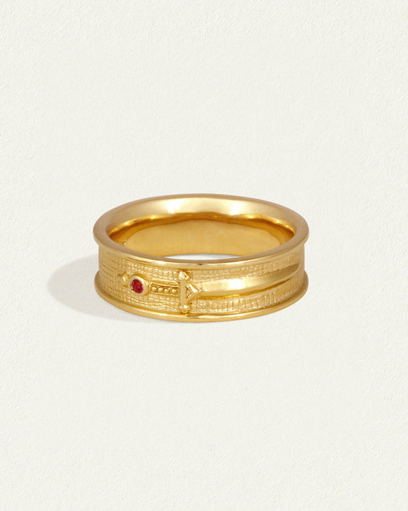 Temple of the Sun Valor Ring Ruby Gold Vermeil