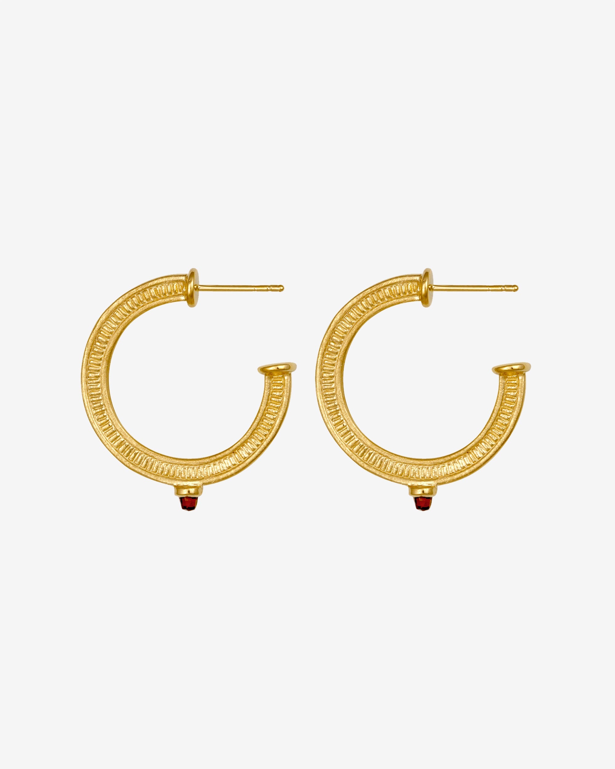 Temple of the Sun Vulcan Hoop Earrings Gold Vermeil