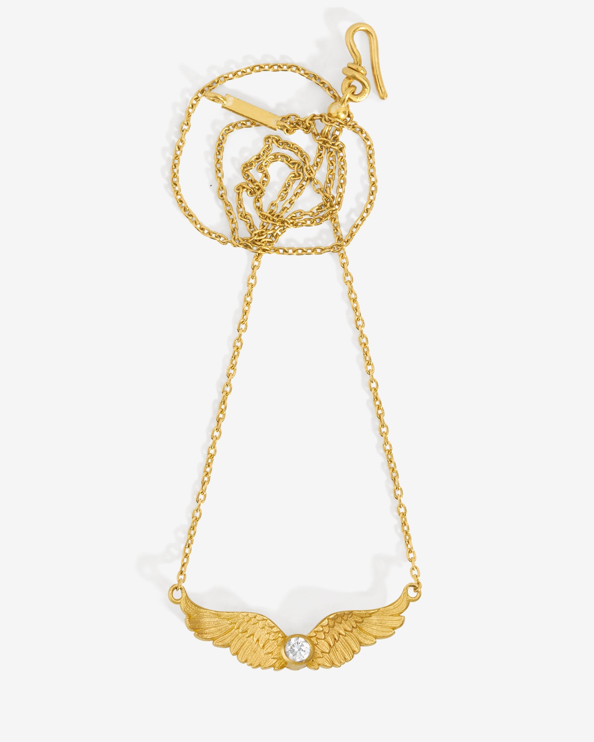 Temple of the Sun Winged Necklace Diamond Solid Gold