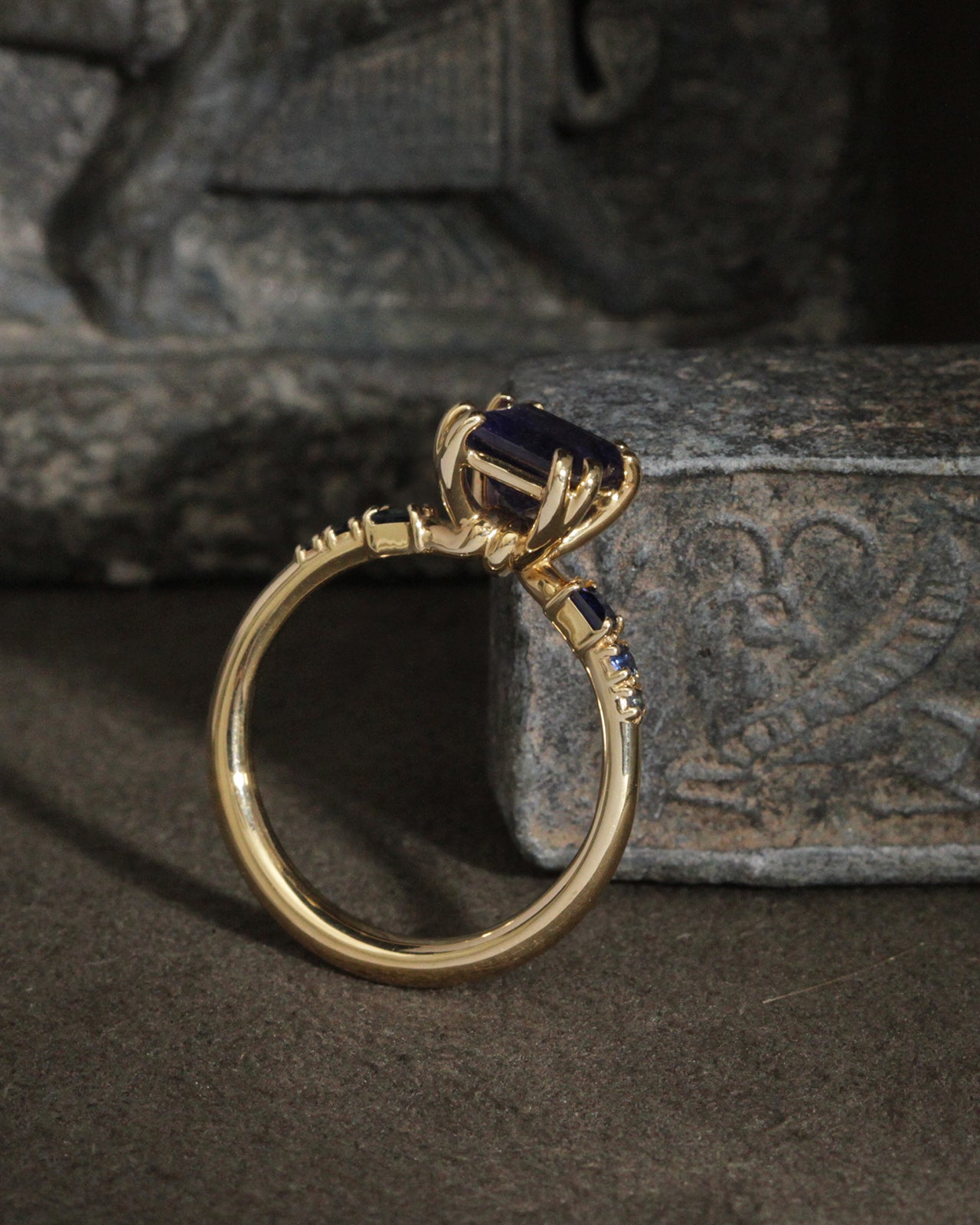 Temple of the Sun Allium Ring Princess Sapphire Solid Gold