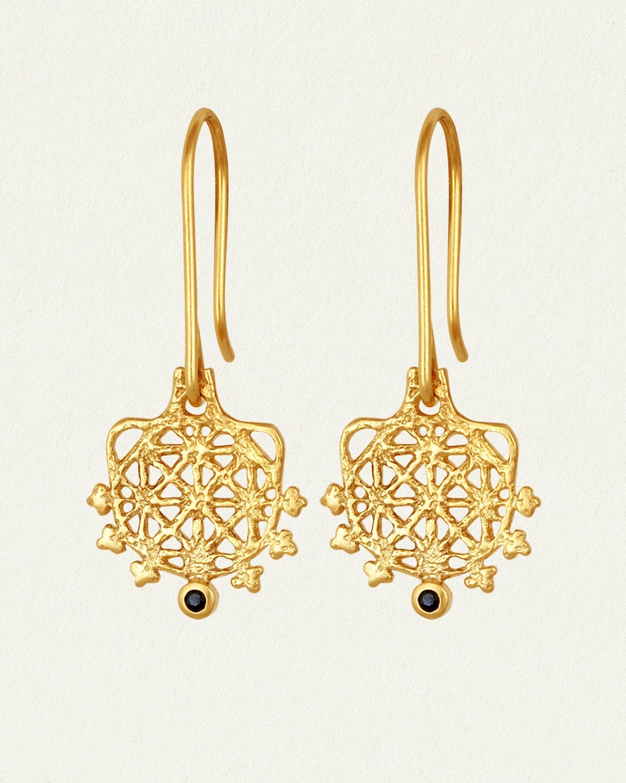 Temple of the Sun Arinna Earrings Sapphire Gold