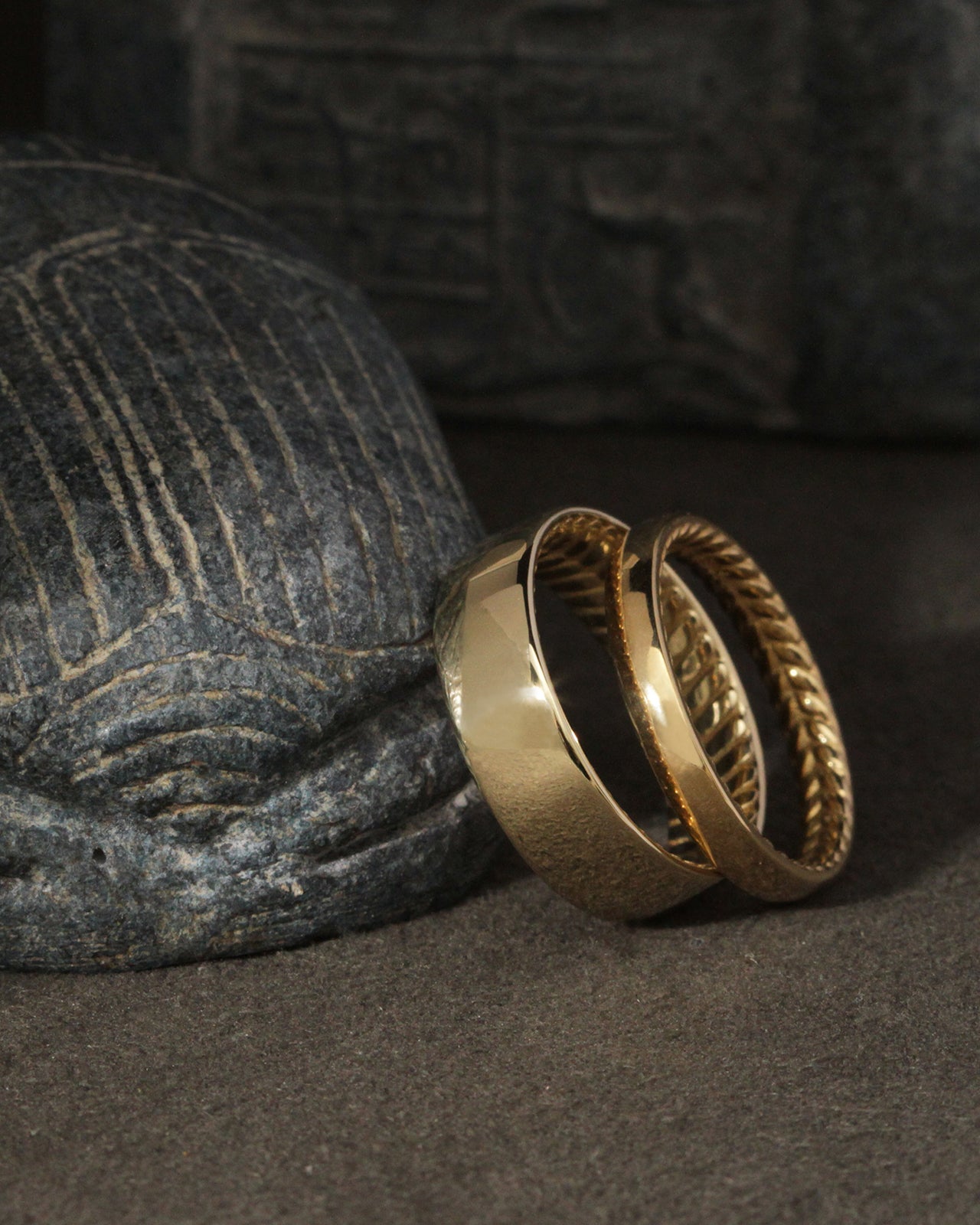 Temple of the Sun Chevron 3mm Ring Polished Solid Gold