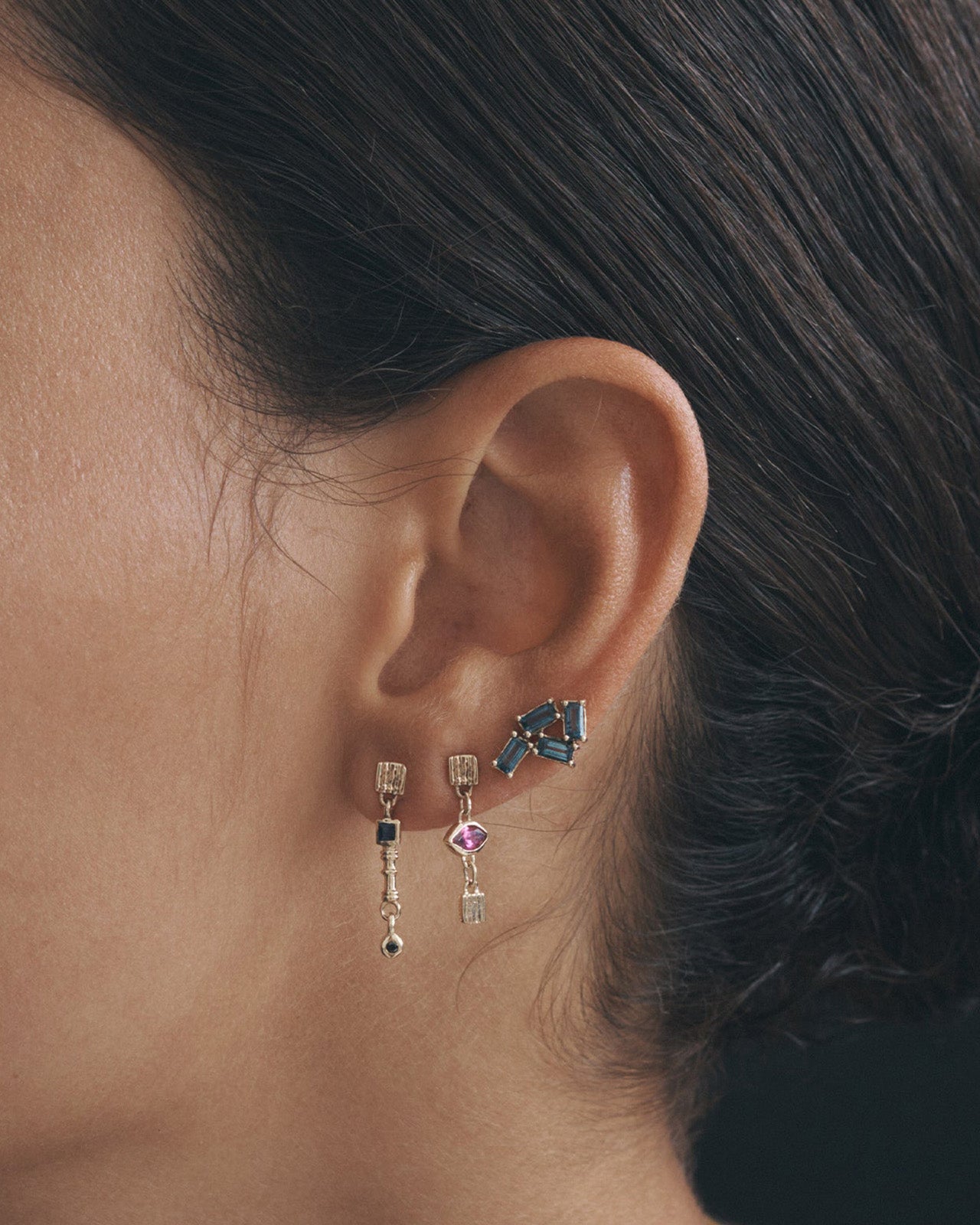 Temple of the Sun Gem Earrings Solid Gold