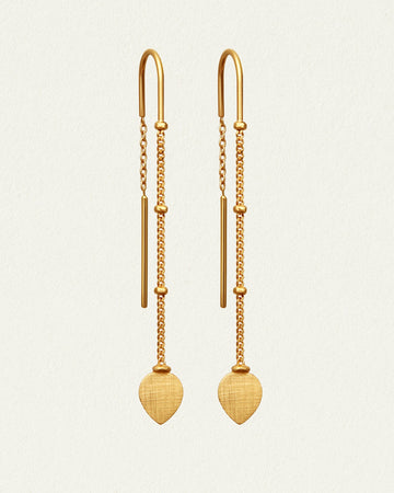 Temple of the Sun Hanging Lotus Earrings Gold Vermeil